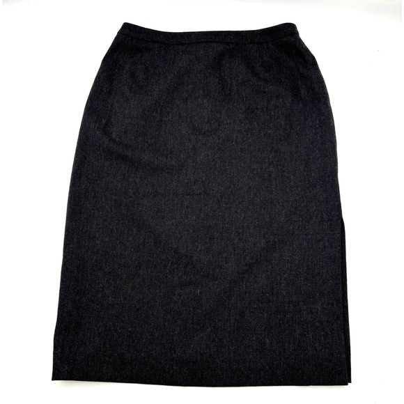 VTG Armani Colezioni Black Wool Cashmere Blend Side Slit Pencil Skirt 2 24x23" - Picture 1 of 12